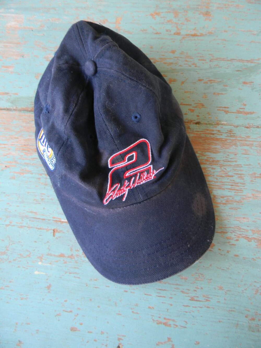 VINTAGE RUSTY WALLACE MILLER LITE #2 BLUE RACING CAP HAT